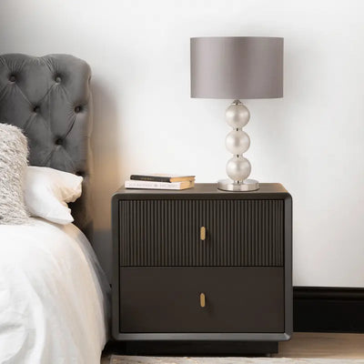 Opal Grey Glass Table Lamp with Grey Faux Silk Shade #NJ Home Interiors#