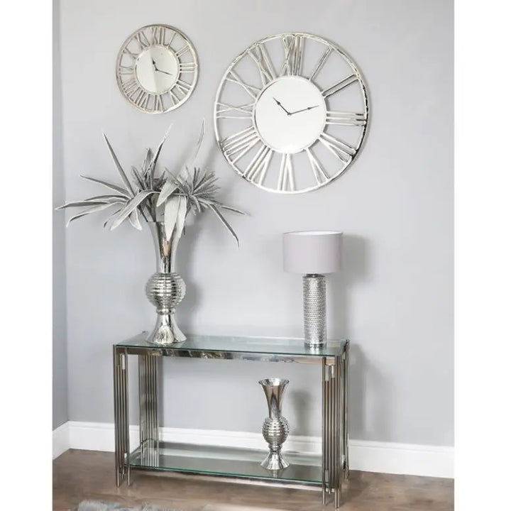 Polished Chrome 50cm Wall Clock #NJ Home Interiors#