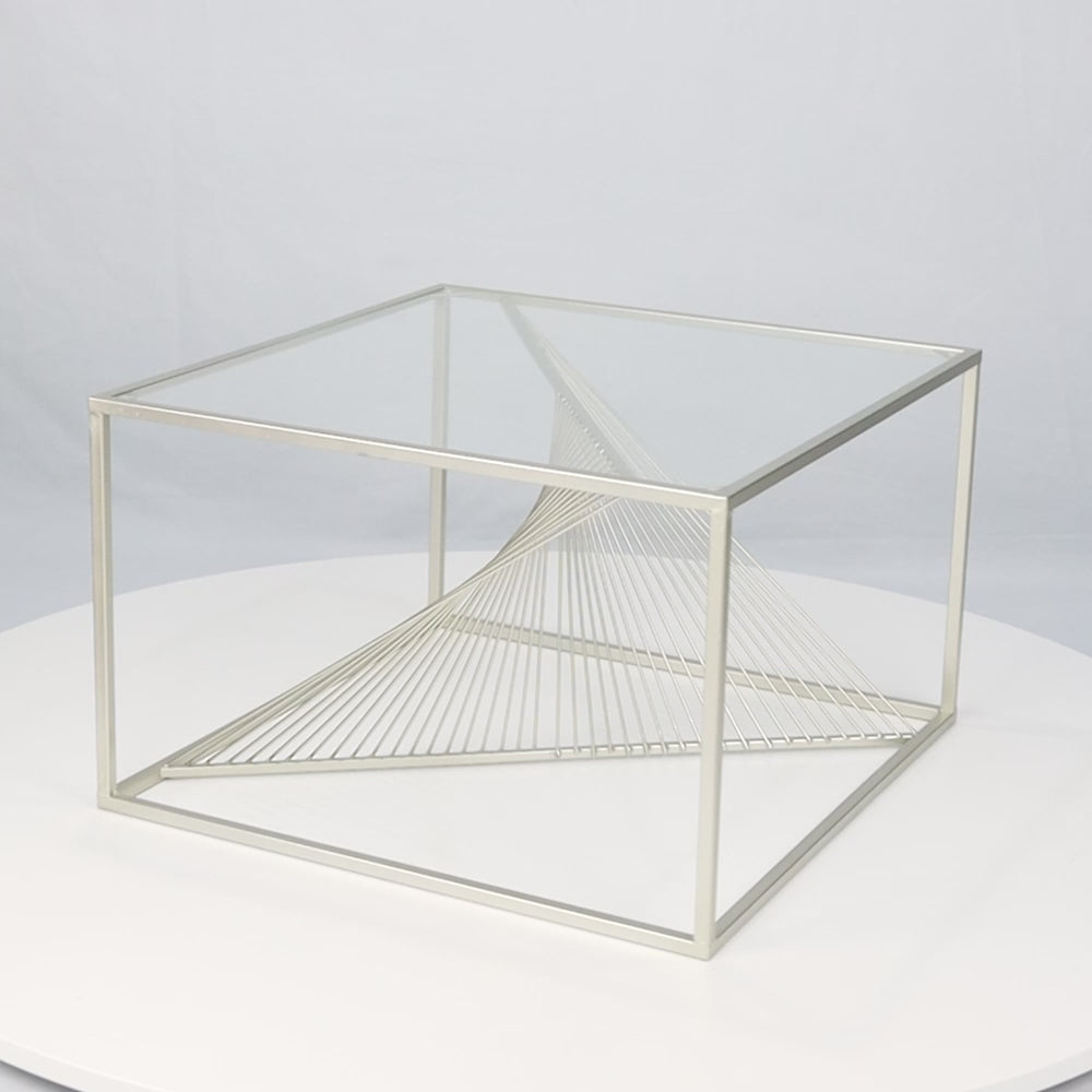 Luna Silver Metal Coffee Table with Clear Glass Top