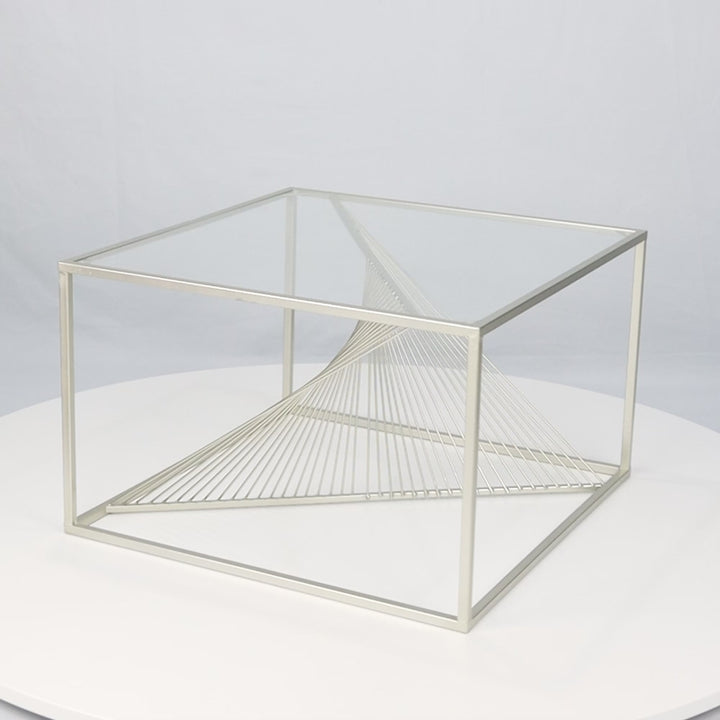 Luna Silver Metal Coffee Table with Clear Glass Top