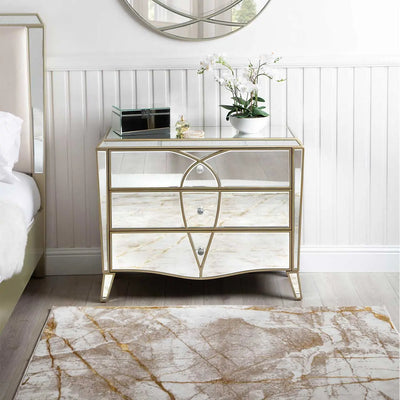 Pristina 3 Drawer Mirror Chest Champagne #NJ Home Interiors#