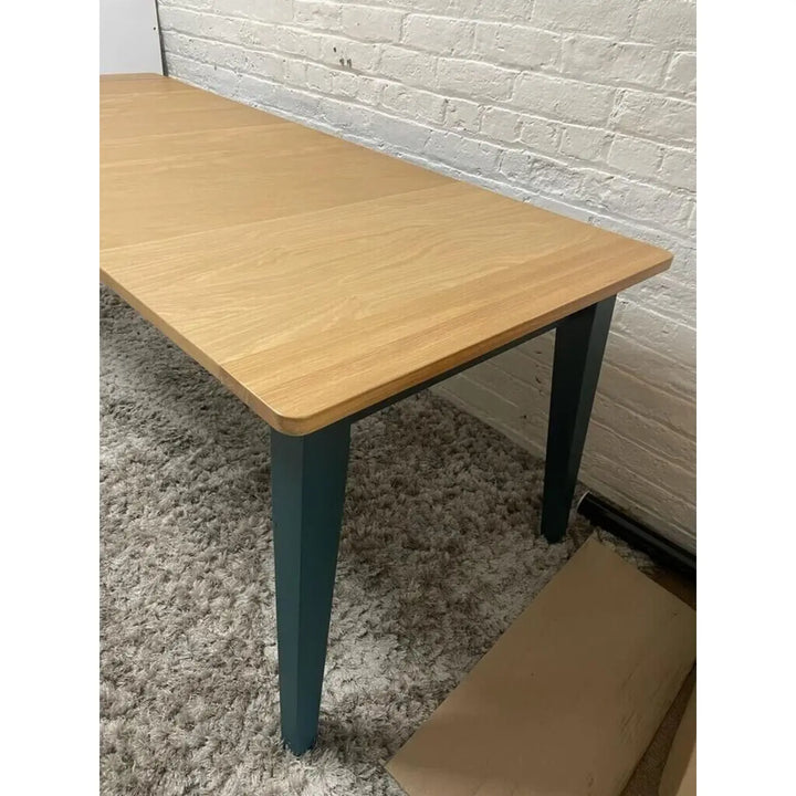 Ralph 6 to 8 Seater Extending Dining Table - Oak Top with Teal Legs and Frame - NJ Home Interiors
