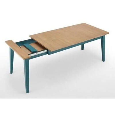 Ralph 6 to 8 Seater Extending Dining Table - Oak Top with Teal Legs and Frame - NJ Home Interiors