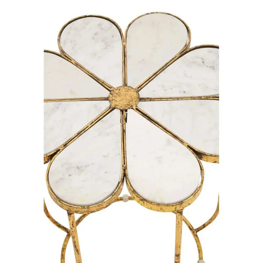 Riyan Petal Side Table With Marble Top Side Table