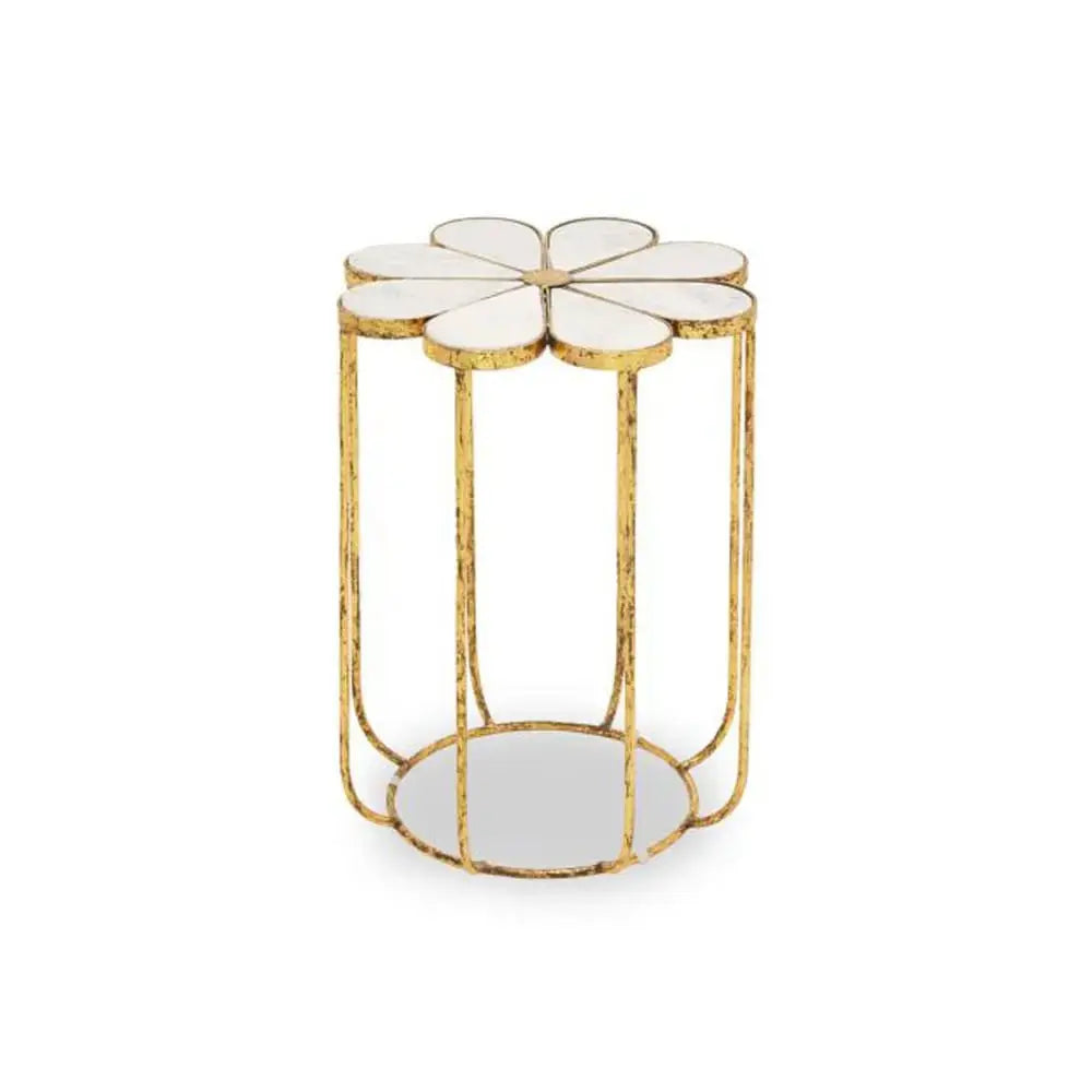 Riyan Petal Side Table With Marble Top Side Table