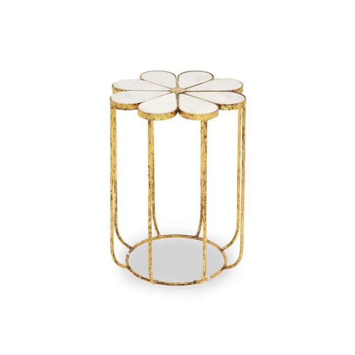 Riyan Petal Side Table With Marble Top Side Table