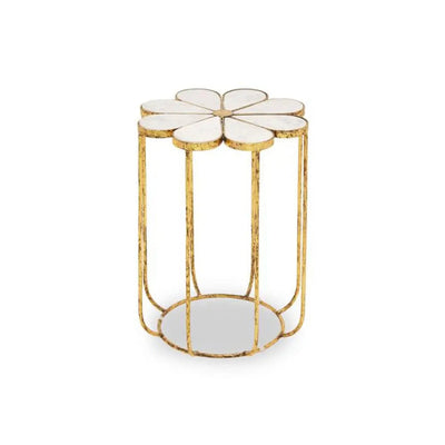 Riyan Petal Side Table With Marble Top Side Table