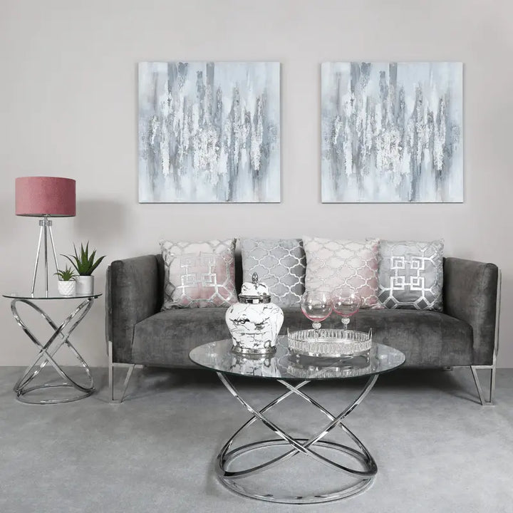 Rizzo Chrome Coffee Table with Glass Top #NJ Home Interiors#