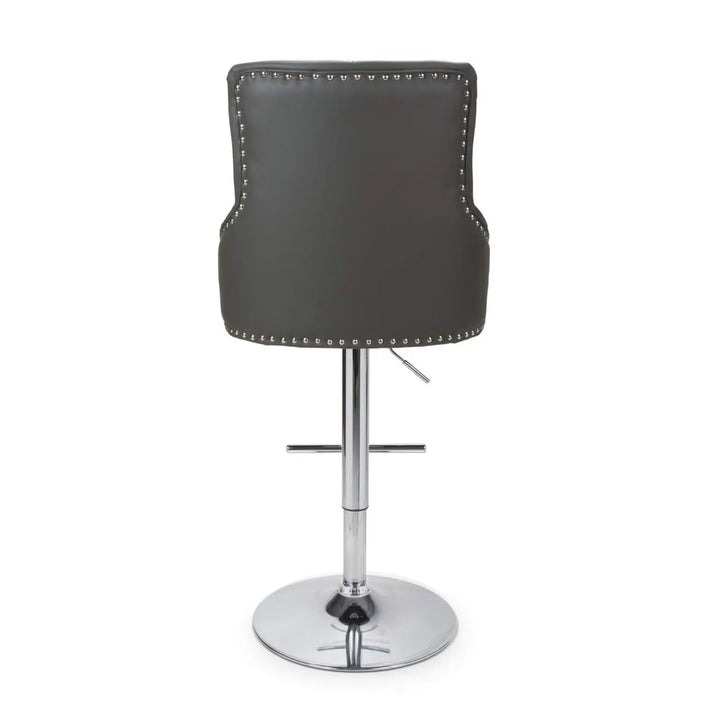 Rocco Leather Effect Graphite Grey Tufted Button Back Bar Stool - NJ Home Interiors