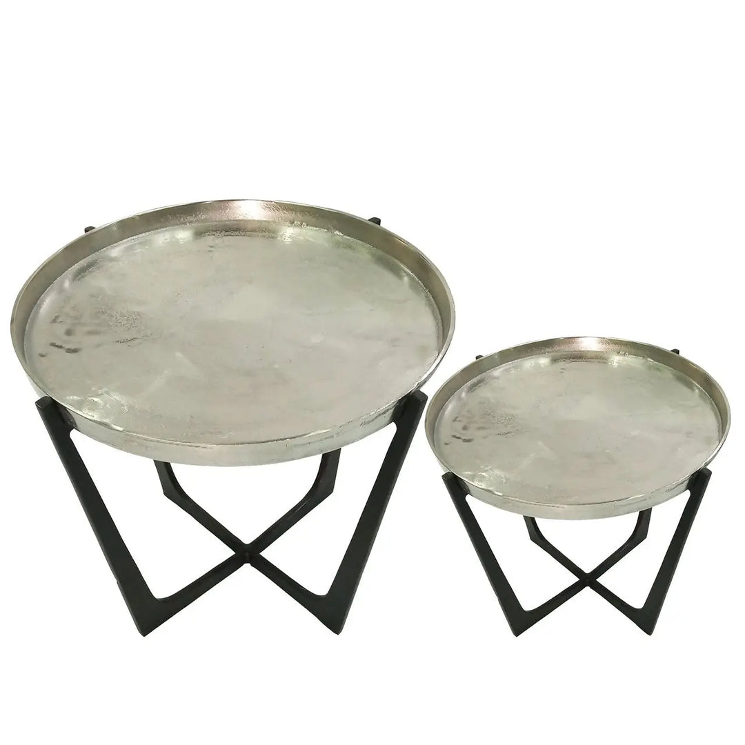 Rohan Set of 2 Nesting Tables Black with Nickel Tops #NJ Home Interiors#