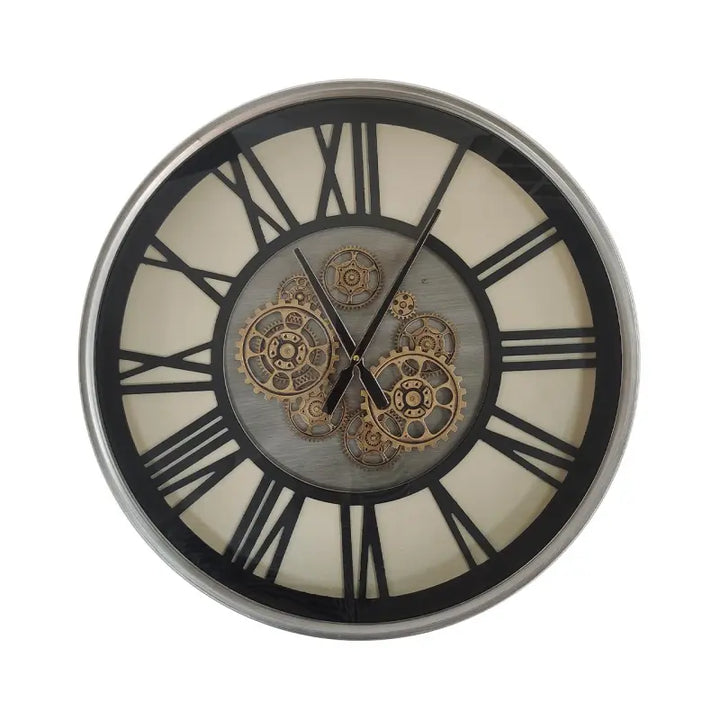 Silver and Gold Gears Wall Clock Lina Home