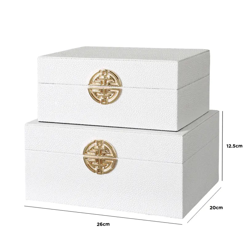 Set of 2 White Faux Leather Jewellery Boxes – Elegant Velvet-Lined Storage NJ Home Interiors