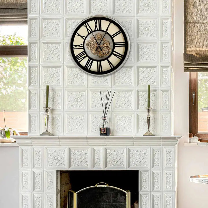 Silver and Gold Gears Wall Clock Lina Home