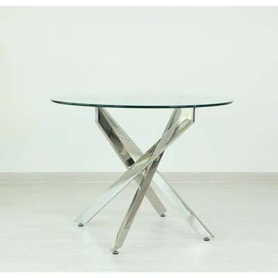 Nova 100cm Chrome And Glass Round Dining Table Lina Home