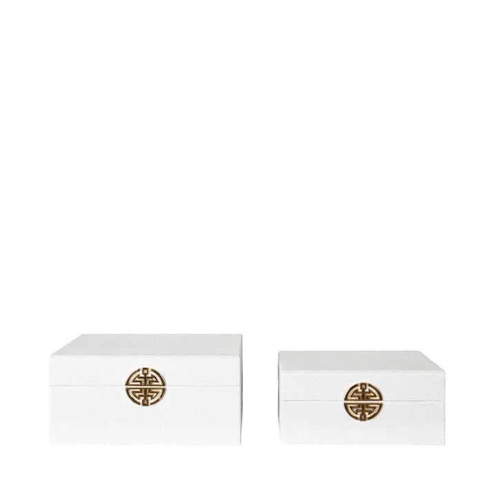 Set of 2 White Faux Leather Jewellery Boxes – Elegant Velvet-Lined Storage NJ Home Interiors