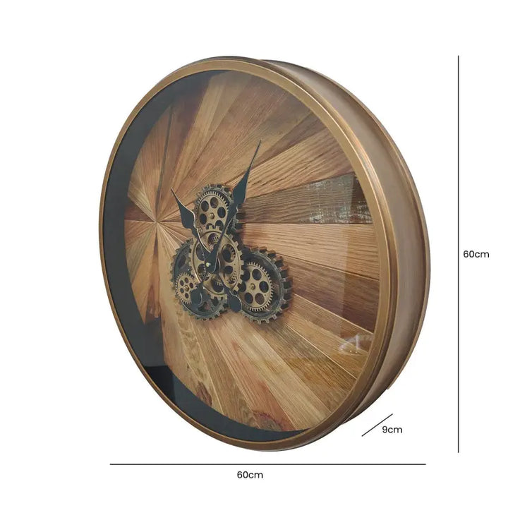 Natural Wood Gears Wall Clock Lina Home