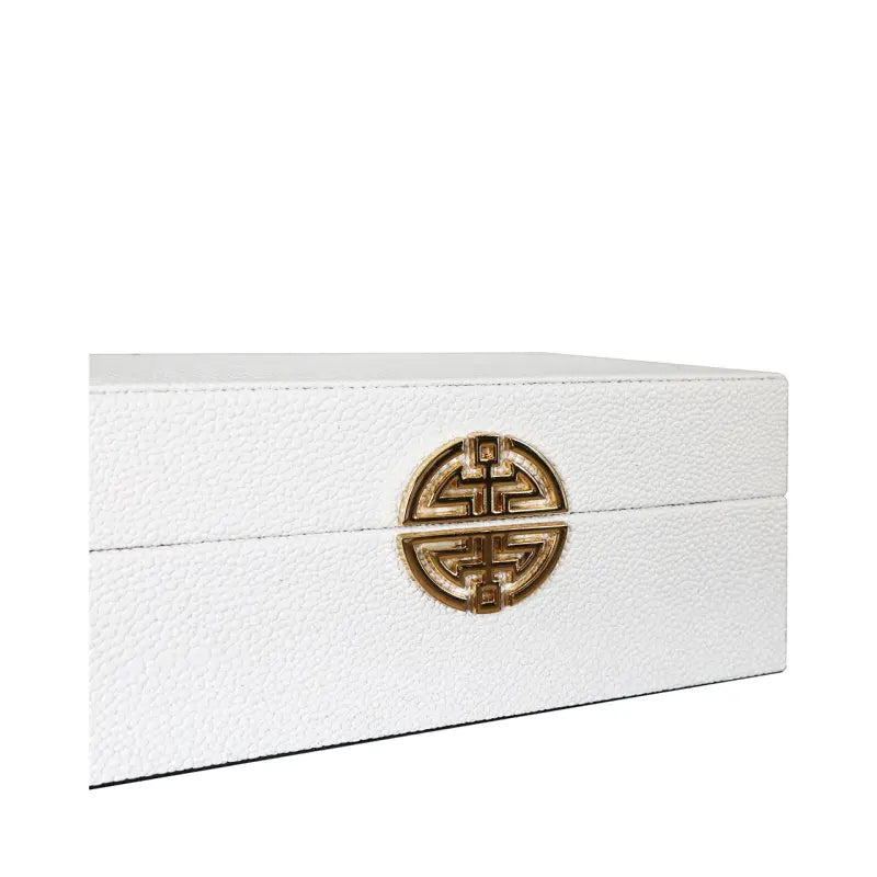 Set of 2 White Faux Leather Jewellery Boxes – Elegant Velvet-Lined Storage NJ Home Interiors