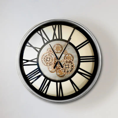 Silver and Gold Gears Wall Clock Lina Home