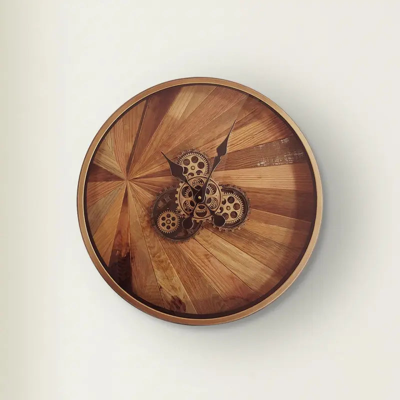 Natural Wood Gears Wall Clock Lina Home
