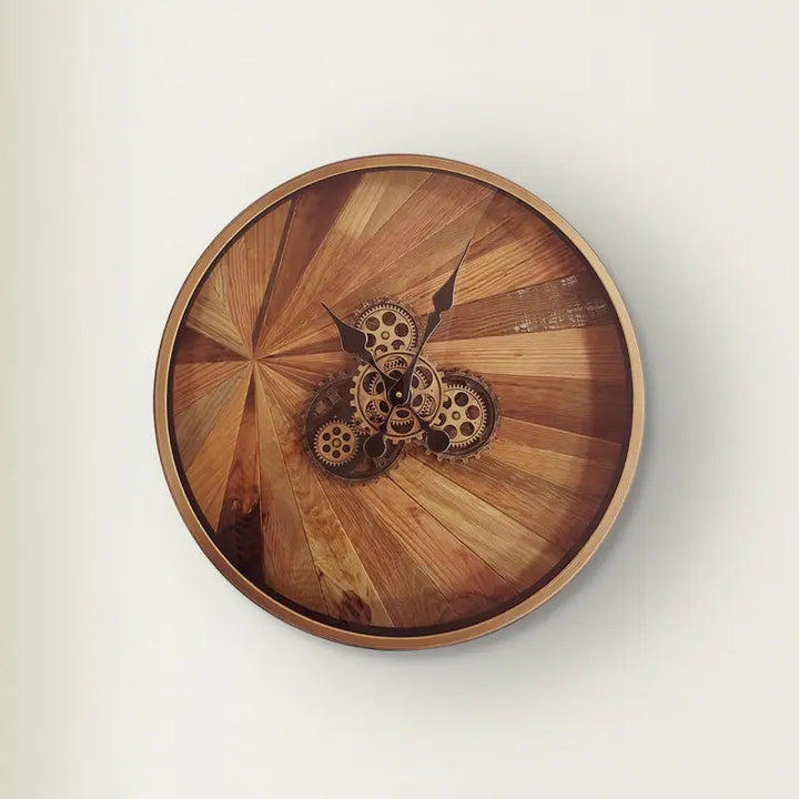 Natural Wood Gears Wall Clock Lina Home