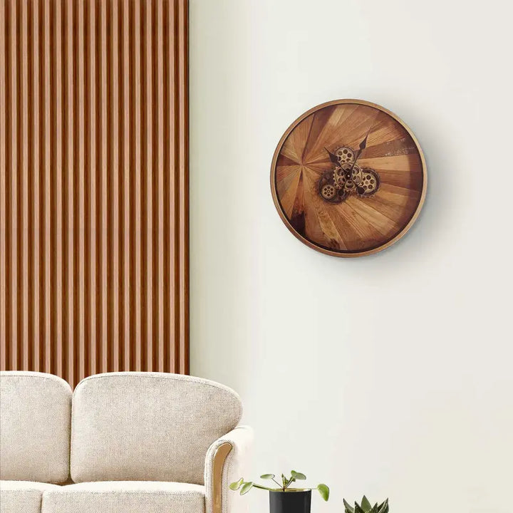 Natural Wood Gears Wall Clock Lina Home
