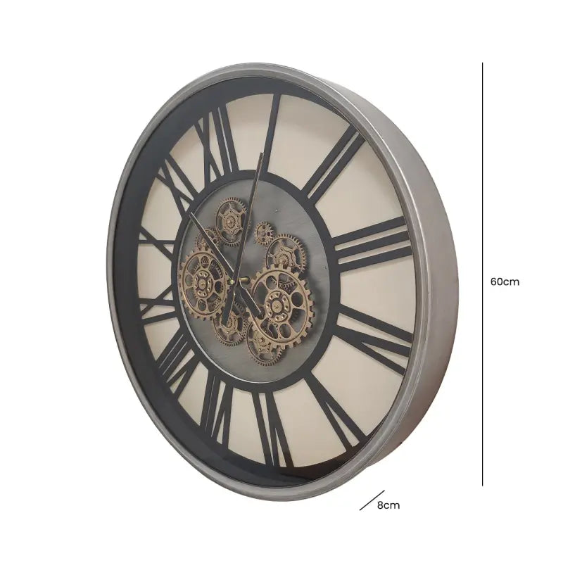 Silver and Gold Gears Wall Clock Lina Home