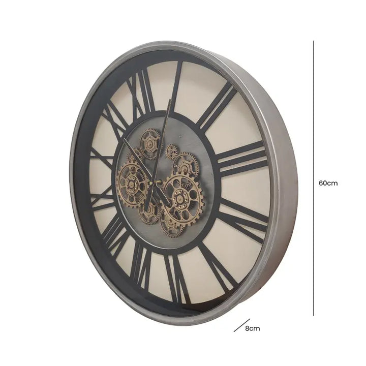 Silver and Gold Gears Wall Clock Lina Home