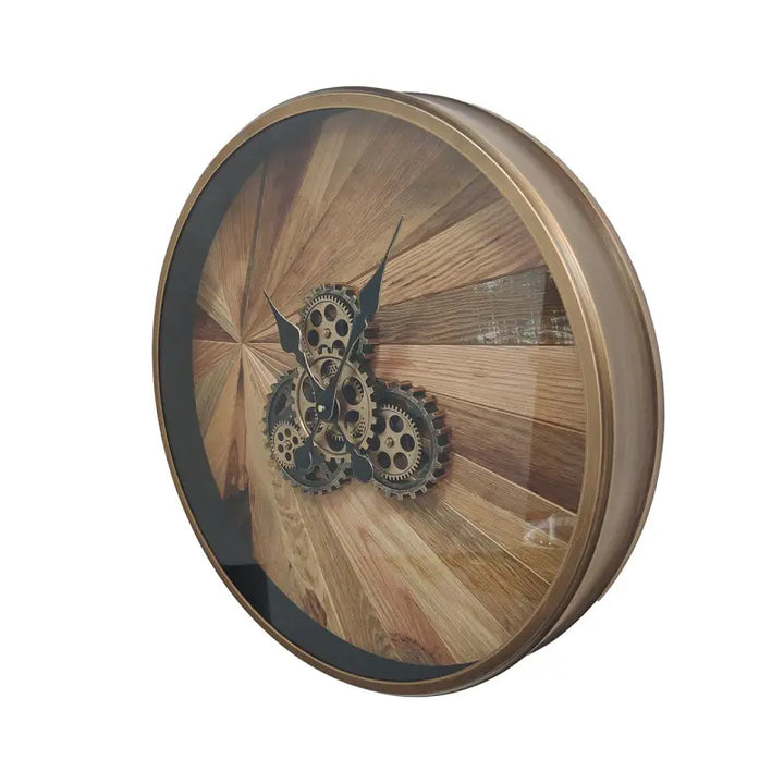 Natural Wood Gears Wall Clock Lina Home