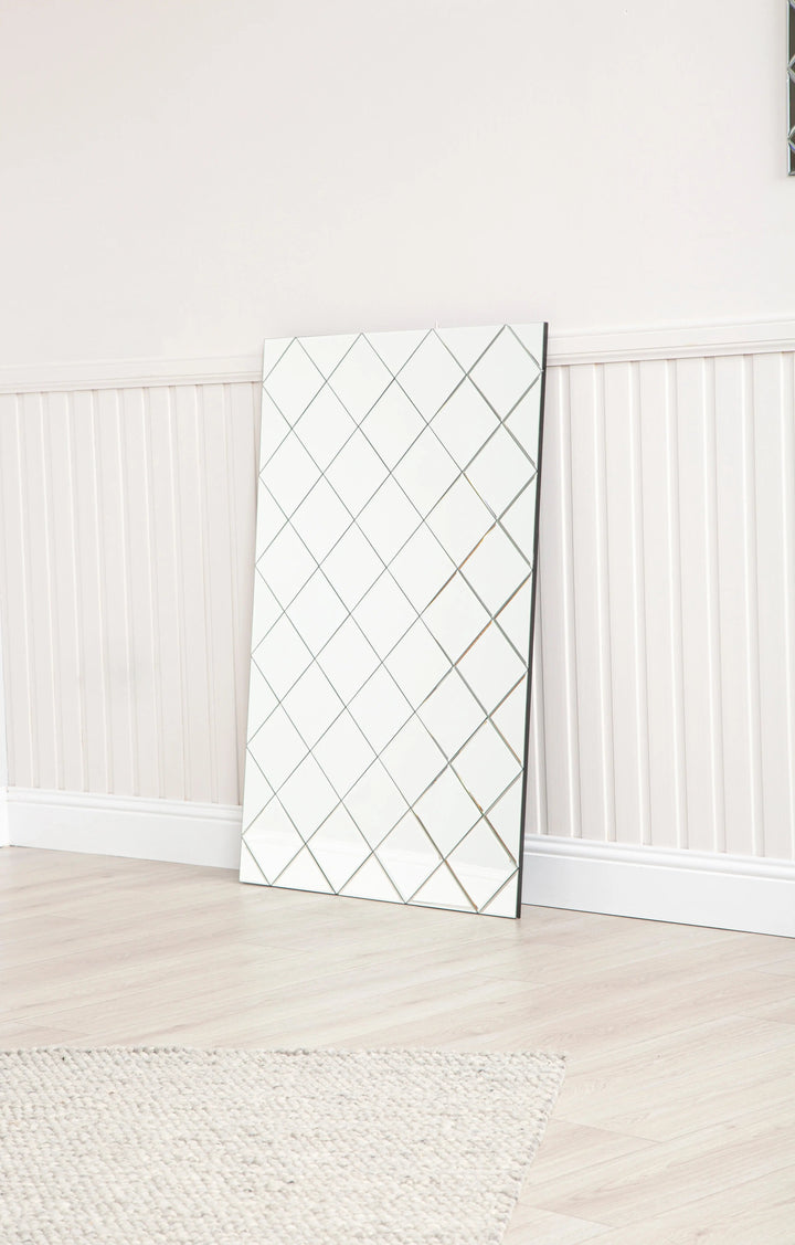 Diamond Prism Glass Console Table - Chrome Lina Home