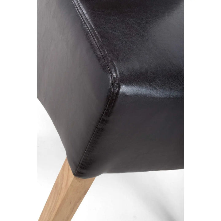 Set of 2 Krista Roll Back Bonded Leather Black Dining Chairs - NJ Home Interiors