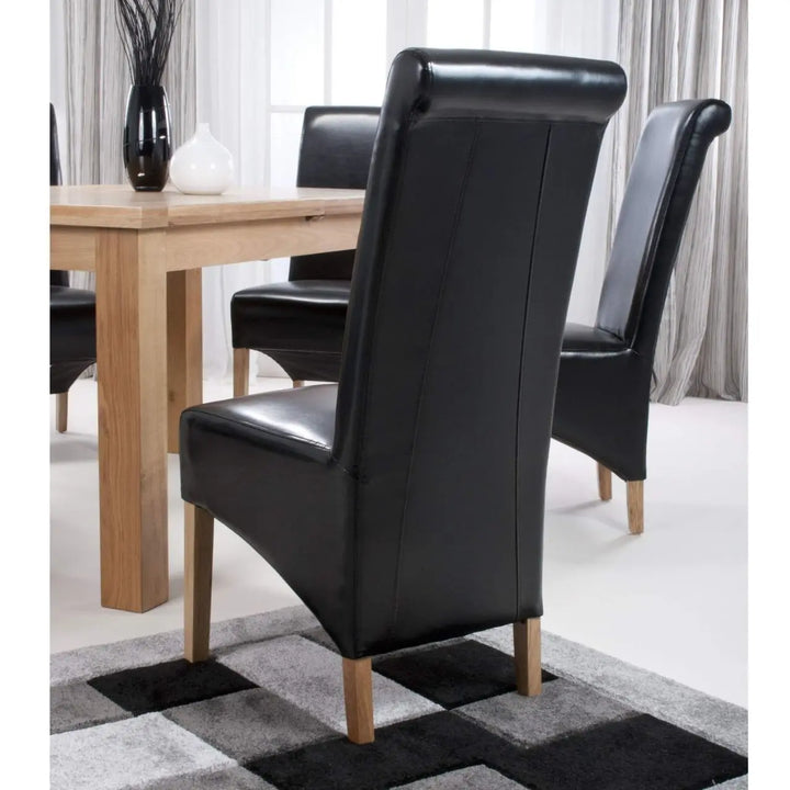 Set of 2 Krista Roll Back Bonded Leather Black Dining Chairs - NJ Home Interiors