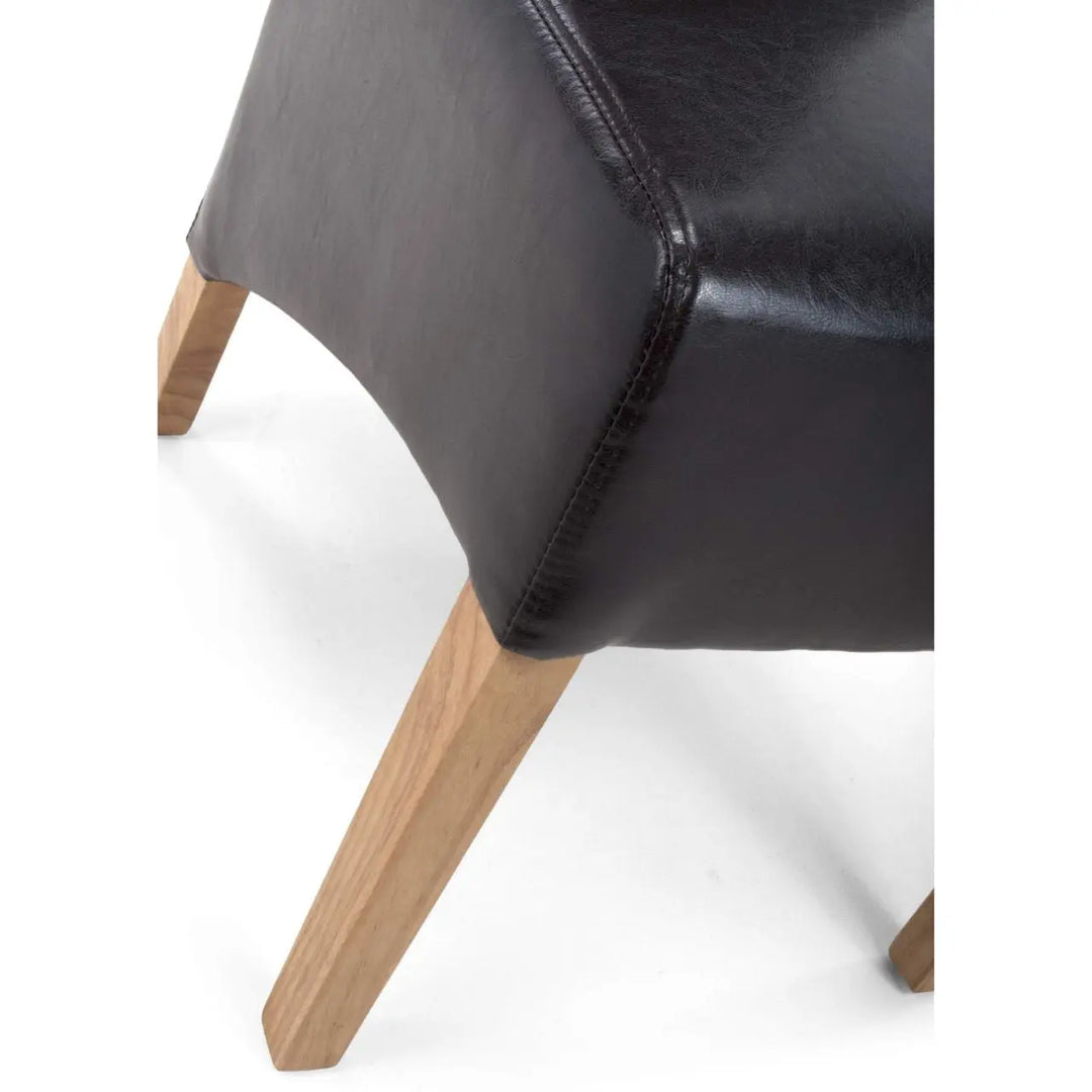 Set of 2 Krista Roll Back Bonded Leather Black Dining Chairs - NJ Home Interiors