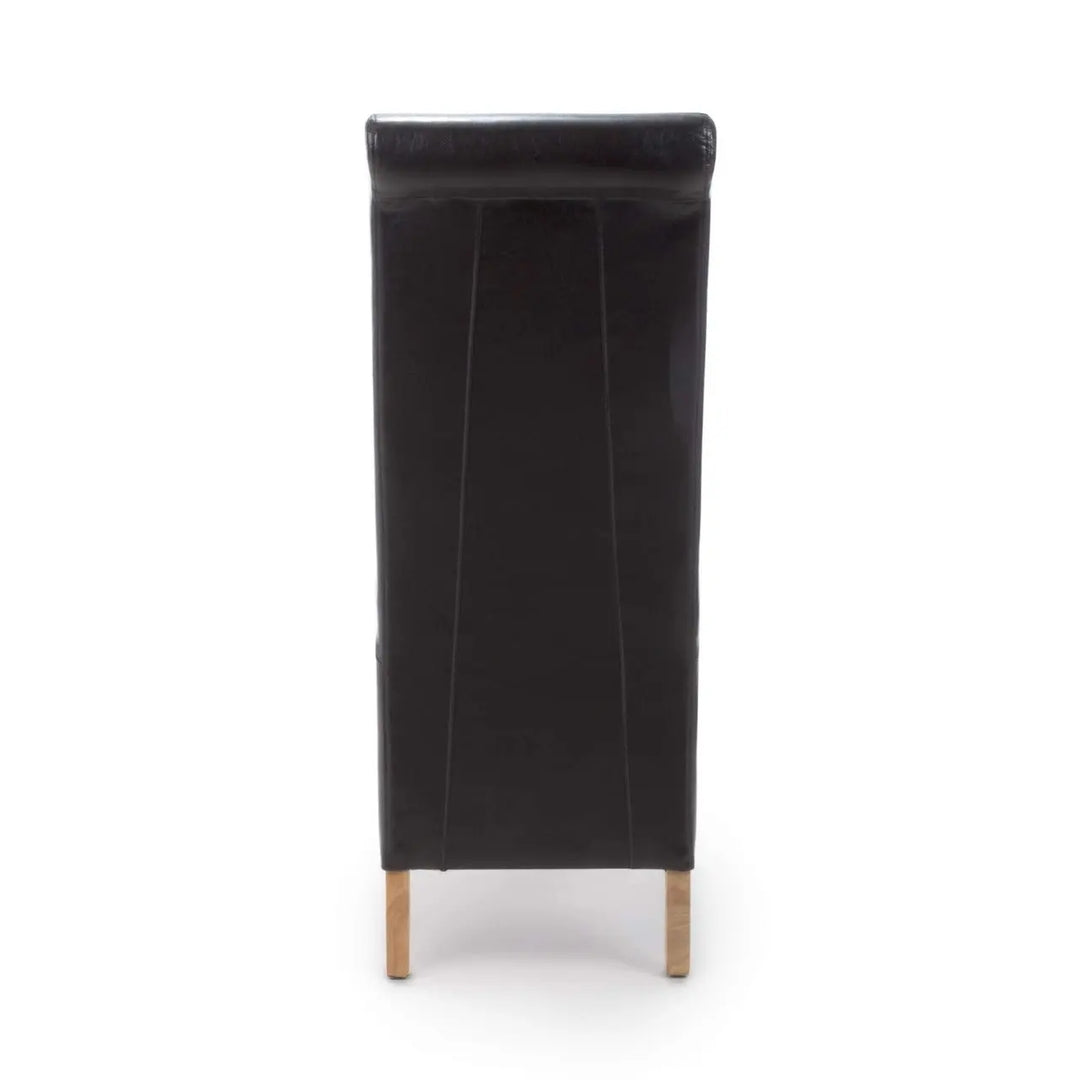 Set of 2 Krista Roll Back Bonded Leather Black Dining Chairs - NJ Home Interiors