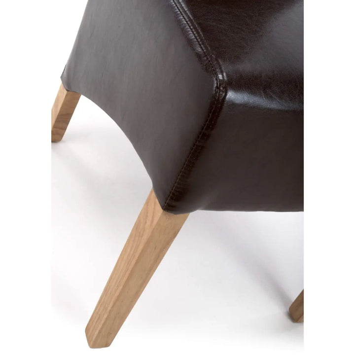 Set of 2 Krista Roll Back Bonded Leather Brown Dining Chairs - NJ Home Interiors