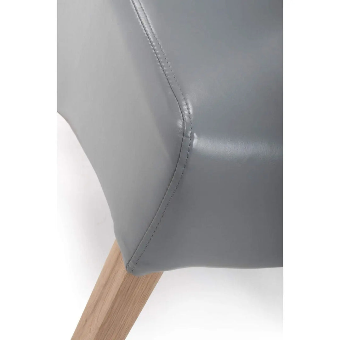 Set of 2 Krista Roll Back Bonded Leather Grey Dining Chairs - NJ Home Interiors