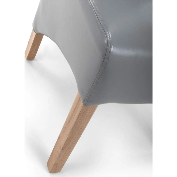 Set of 2 Krista Roll Back Bonded Leather Grey Dining Chairs - NJ Home Interiors