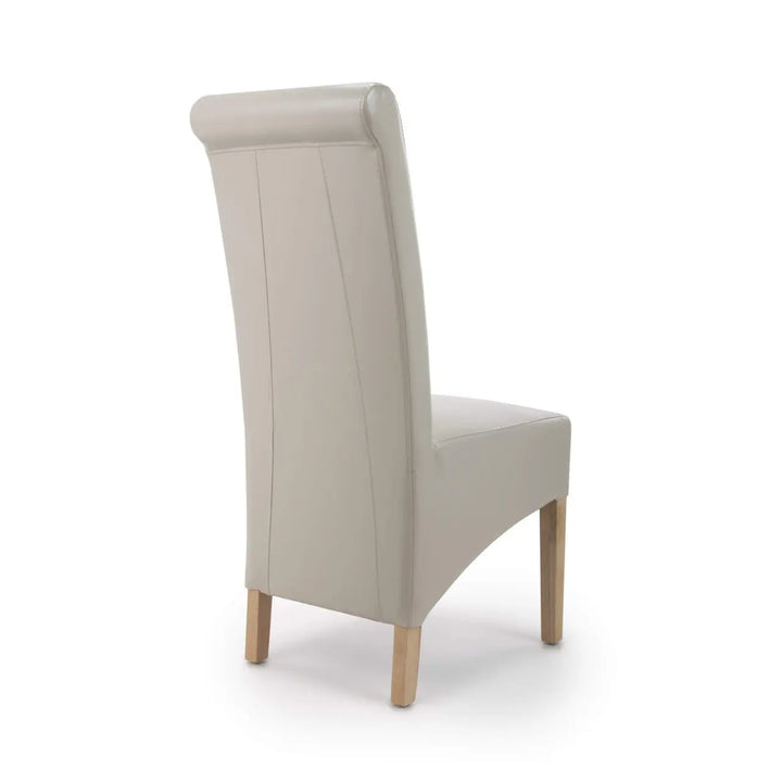 Set of 2 Krista Roll Back Bonded Leather Ivory Dining Chairs - NJ Home Interiors
