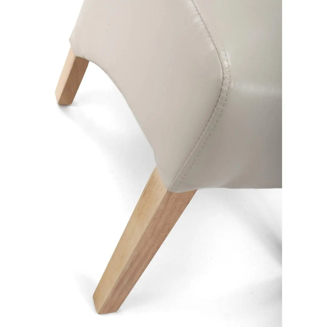 Set of 2 Krista Roll Back Bonded Leather Ivory Dining Chairs - NJ Home Interiors