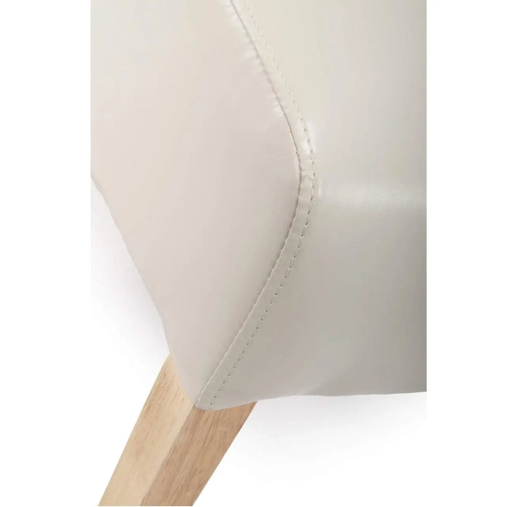 Set of 2 Krista Roll Back Bonded Leather Ivory Dining Chairs - NJ Home Interiors