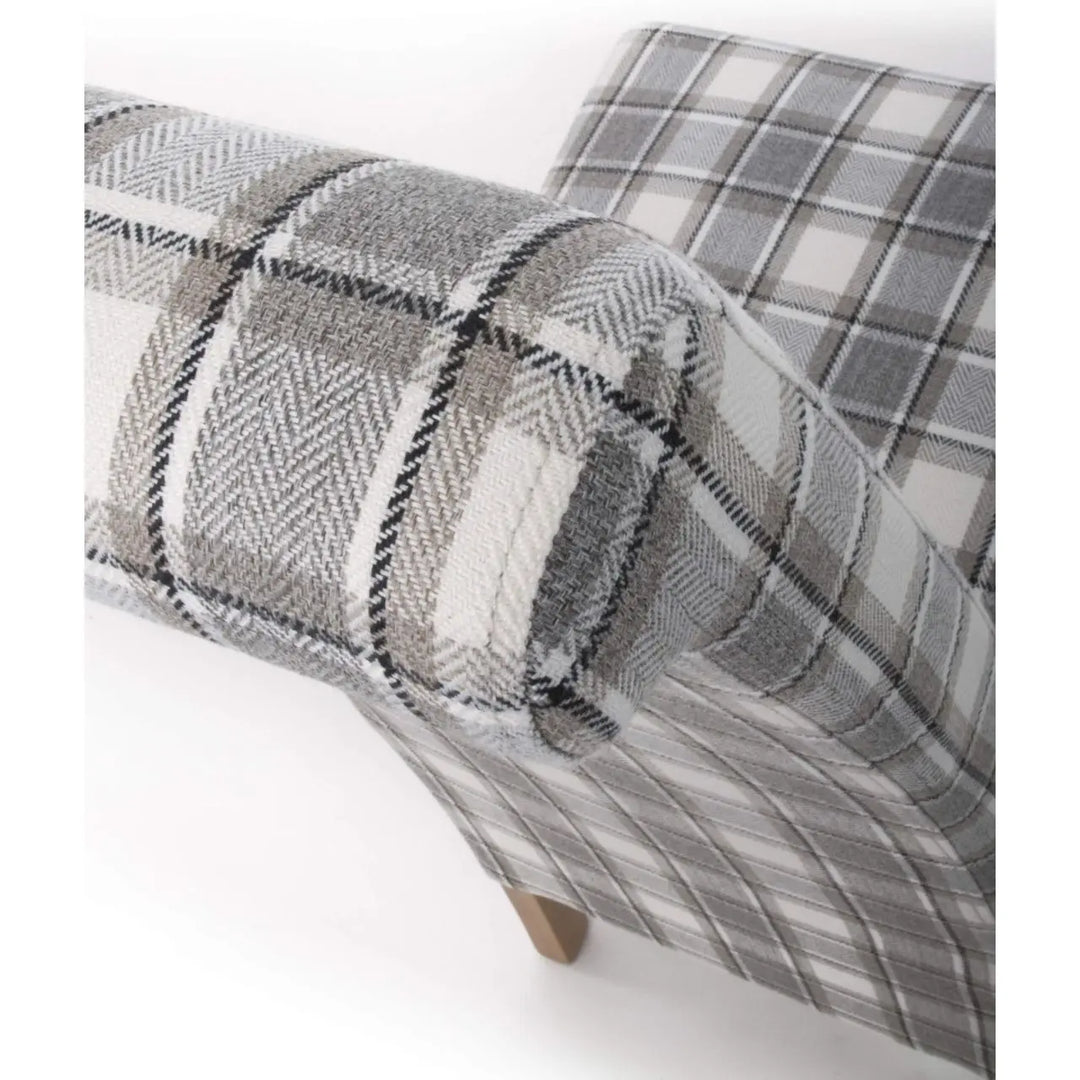 Set of 2 Krista Roll Back Herringbone Check Cappuccino Dining Chairs - NJ Home Interiors