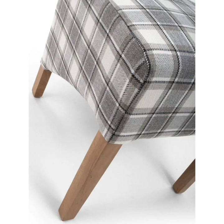 Set of 2 Krista Roll Back Herringbone Check Cappuccino Dining Chairs - NJ Home Interiors