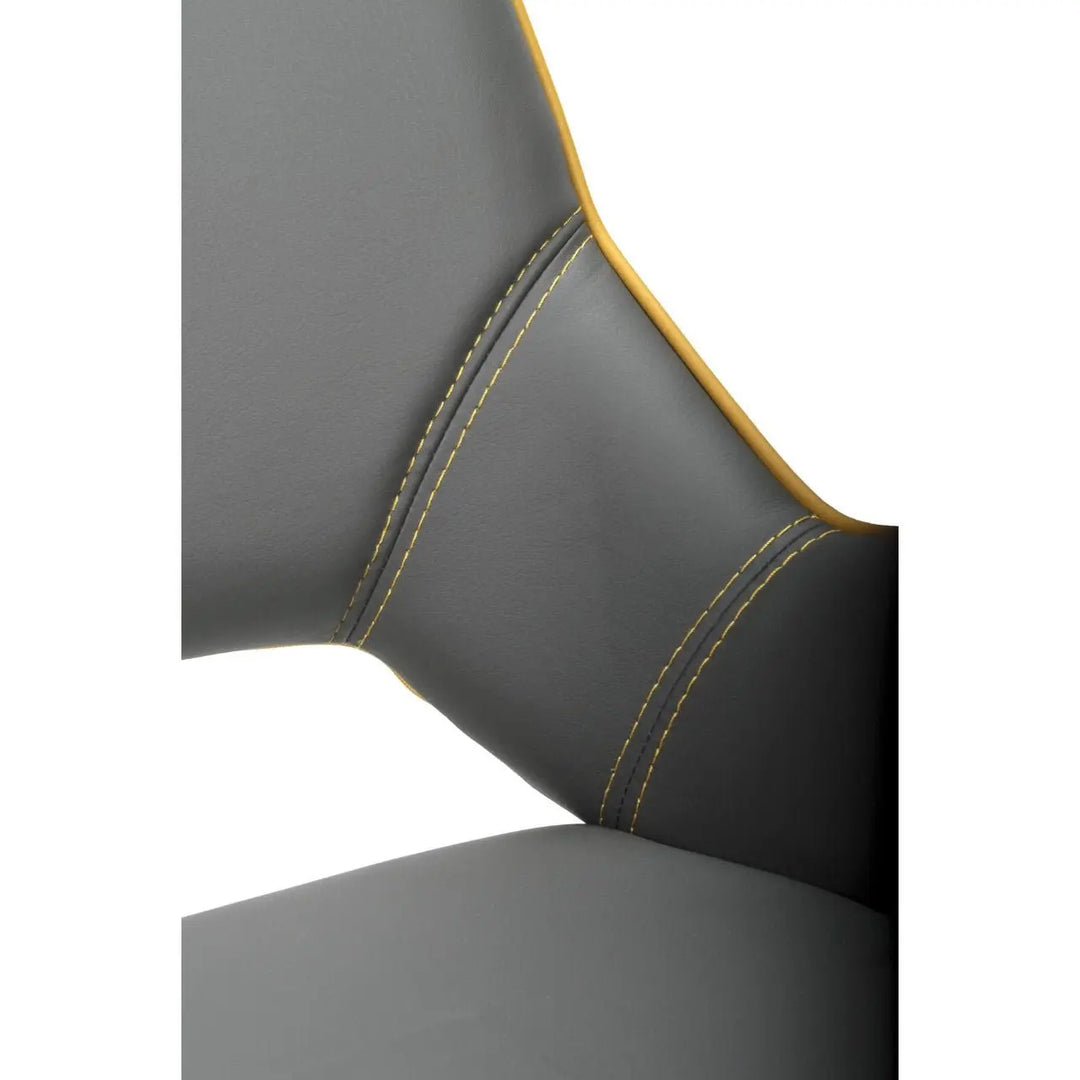 Set of 2 Mako Swivel Leather Effect Graphite Grey Dining Chairs - NJ Home Interiors