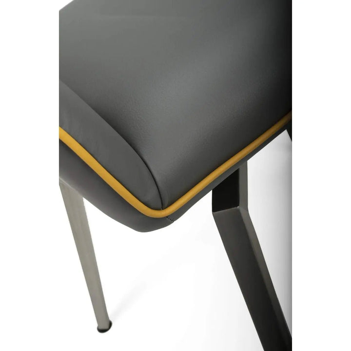 Set of 2 Mako Swivel Leather Effect Graphite Grey Dining Chairs - NJ Home Interiors