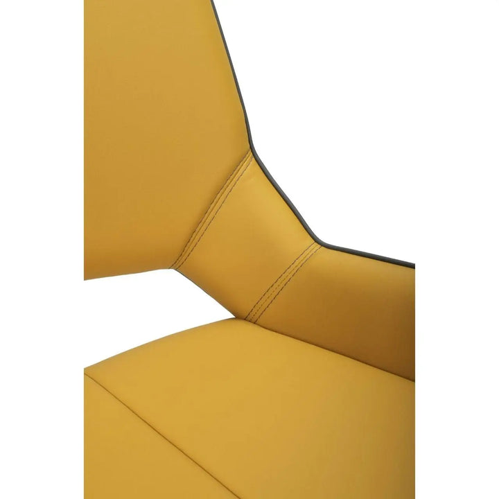 Set of 2 Mako Swivel Leather Effect Yellow Dining Chairs - NJ Home Interiors