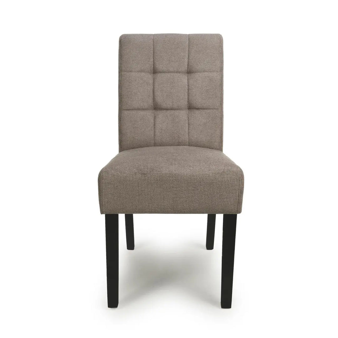 Set of 2 Moseley Waffle Flax Effect Light Brown Dining Chairs in Black Legs - NJ Home Interiors