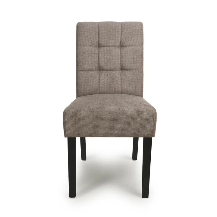 Set of 2 Moseley Waffle Flax Effect Light Brown Dining Chairs in Black Legs - NJ Home Interiors