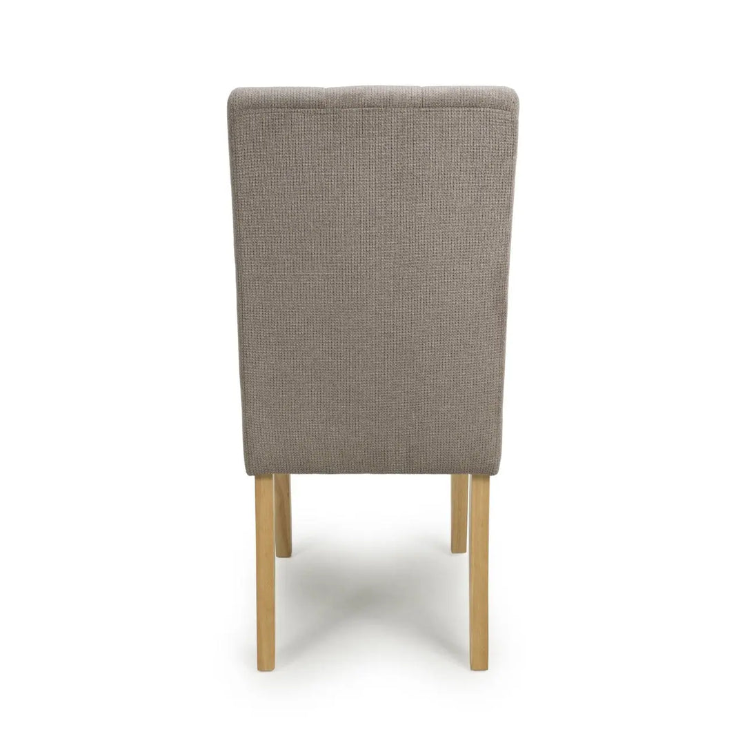 Set of 2 Moseley Waffle Flax Effect Light Brown Dining Chairs in Natural Legs - NJ Home Interiors
