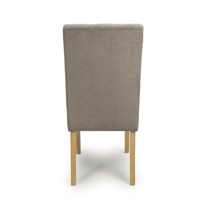 Set of 2 Moseley Waffle Flax Effect Light Brown Dining Chairs in Natural Legs - NJ Home Interiors