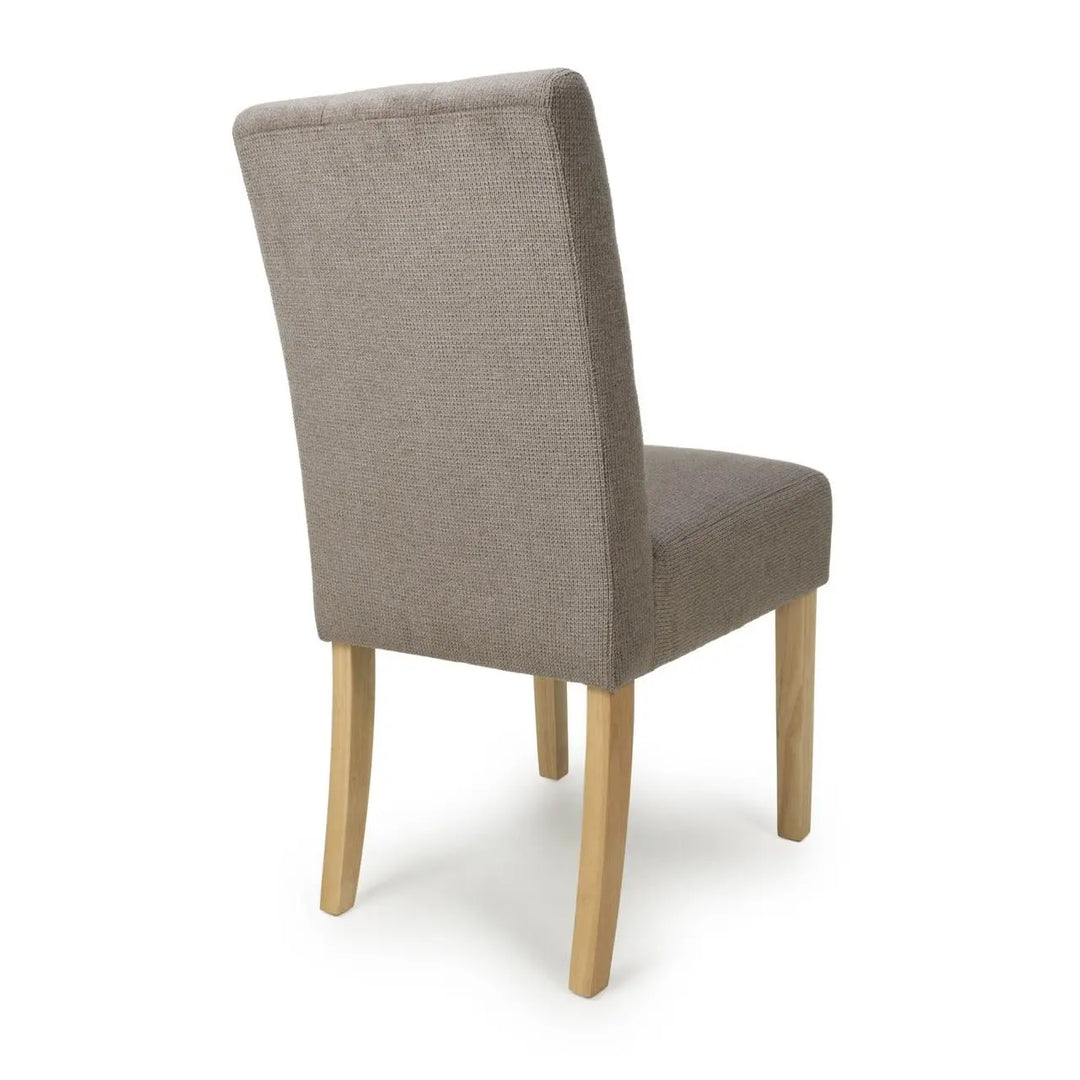 Set of 2 Moseley Waffle Flax Effect Light Brown Dining Chairs in Natural Legs - NJ Home Interiors