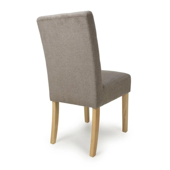 Set of 2 Moseley Waffle Flax Effect Light Brown Dining Chairs in Natural Legs - NJ Home Interiors